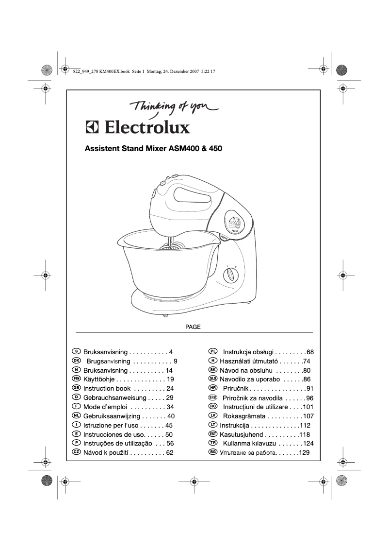 Page n°1 - Manuel utilisateur Electrolux ASM 450
