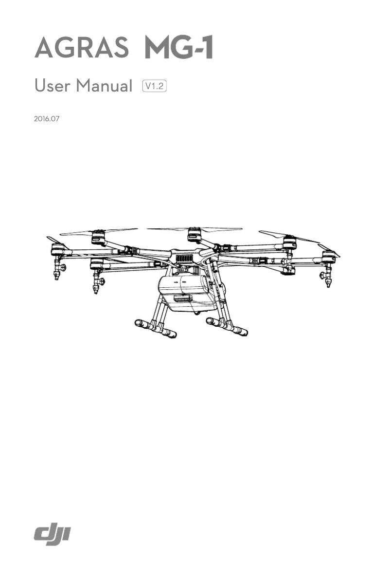 Image de la première page du manuel de l'appareil Agras MG-1
