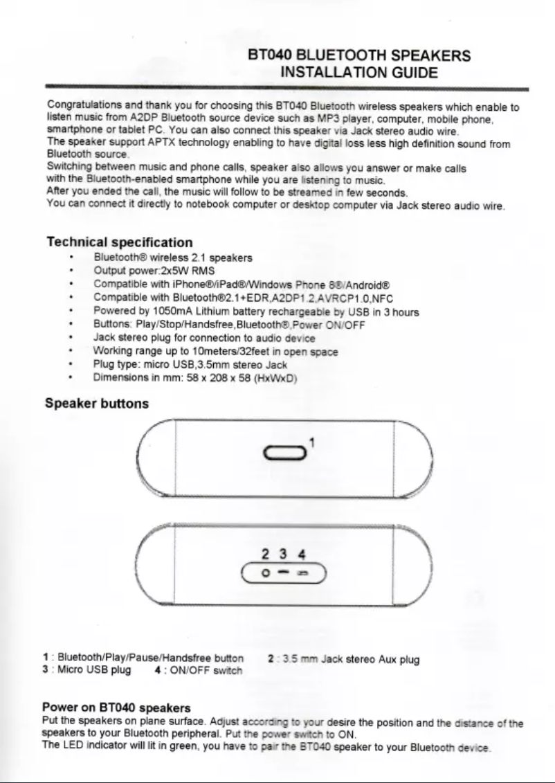 Page n°1 - Manuel utilisateur Syba CL-SPK23052