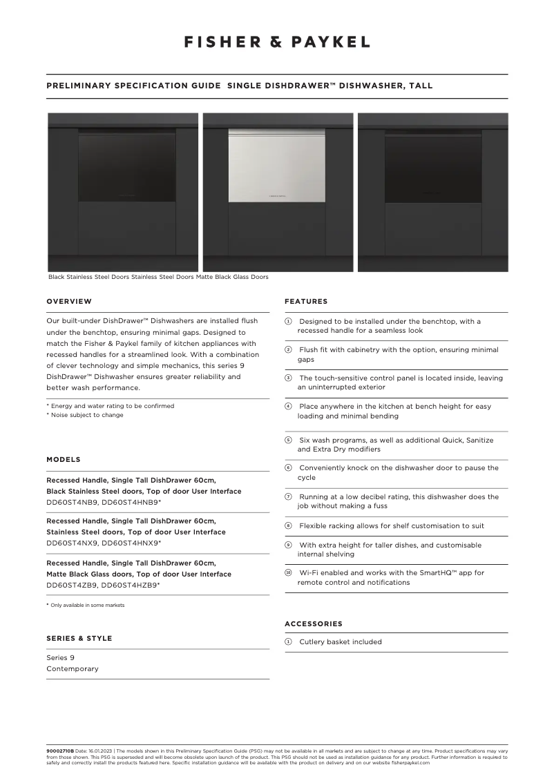 Page n°1 - Fiche technique Fisher & Paykel DD60ST4NB9