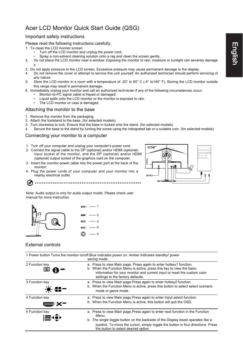 Page n°1 - Guide de démarrage rapide Acer XF243YS3
