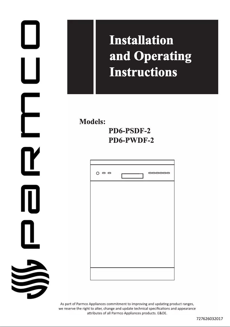 Page n°1 - Manuel utilisateur Parmco PD6-PWDF-2
