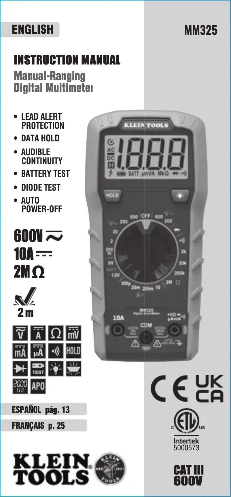 Image de la première page du manuel de l'appareil MM325