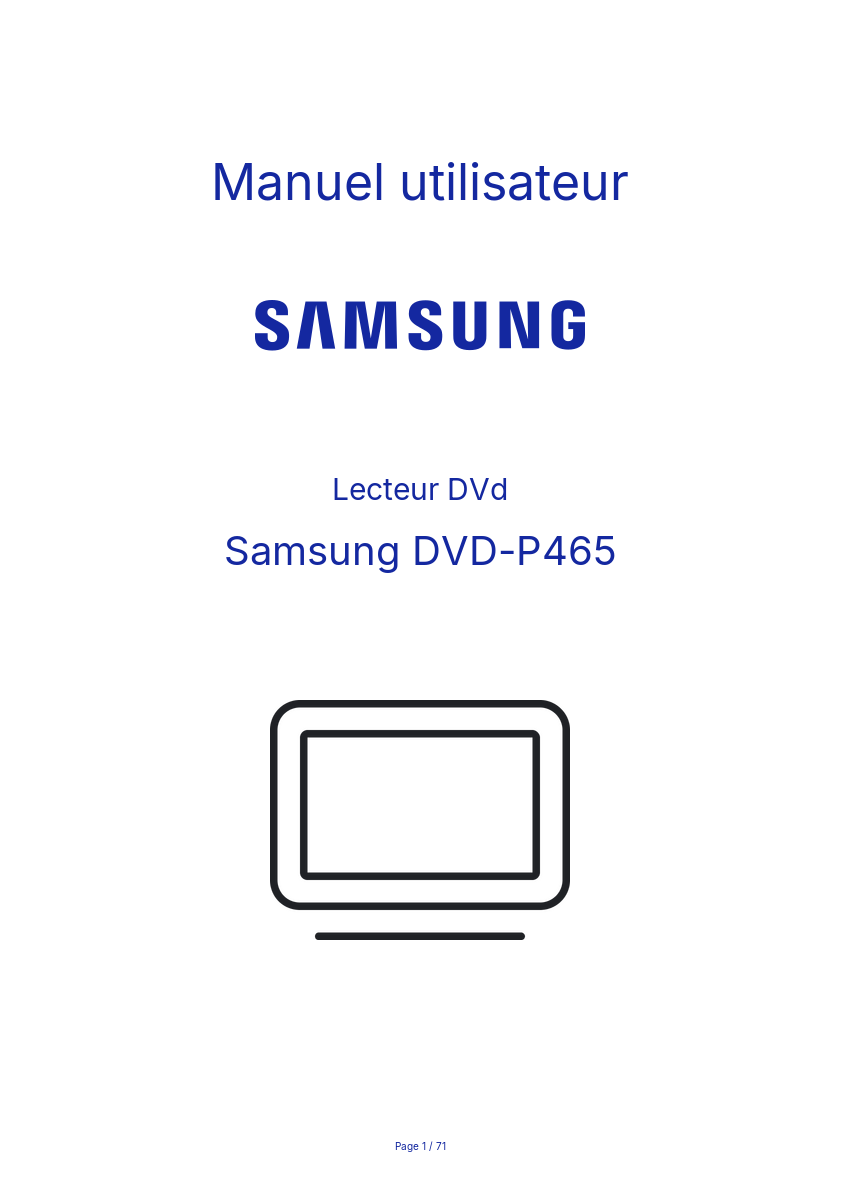Page n°1 - Manuel utilisateur Samsung DVD-P465