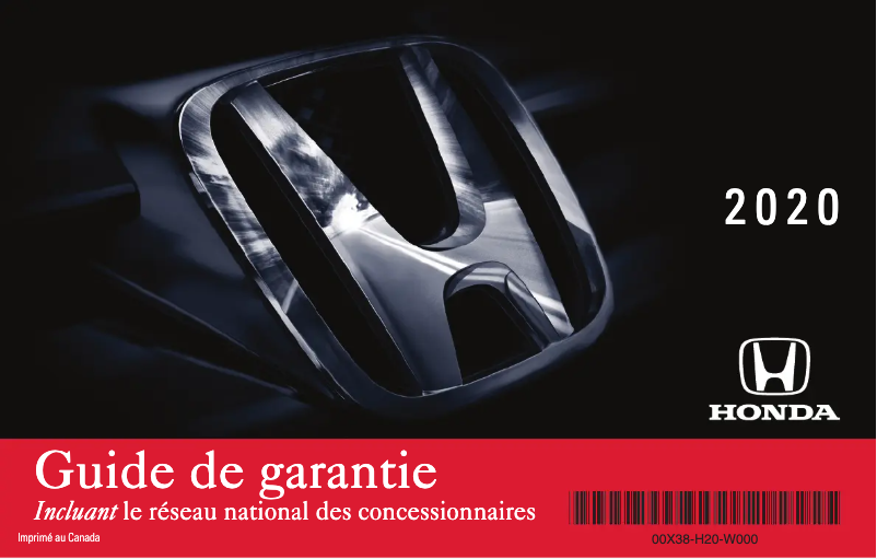 Page 1 de la notice Manuel d'utilisation et d'entretien Honda Clarity Plug-In Hybrid (2020)