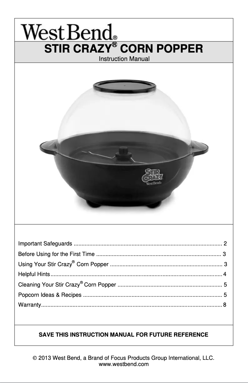 Image de la première page du manuel de l'appareil Stir Crazy 82306