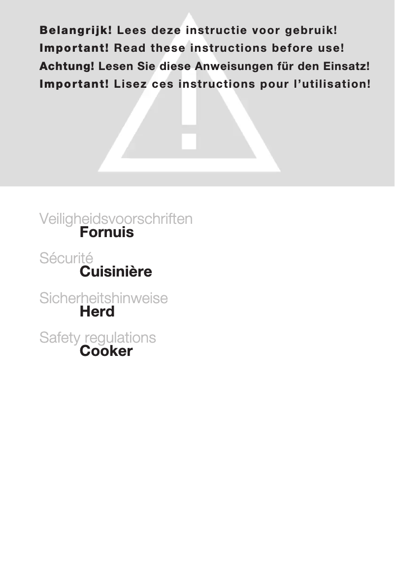 Page 1 de la notice Instructions de sécurité Atag FI6011EUU