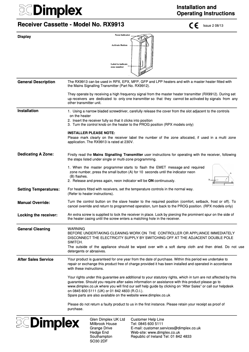 Imagen de la primera página del manual del dispositivo RX9913