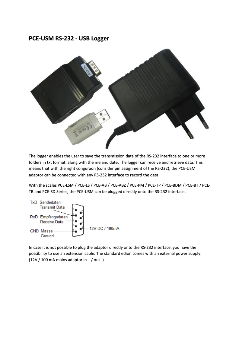 Page 1 de la notice Manuel utilisateur PCE Instruments PCE-USM