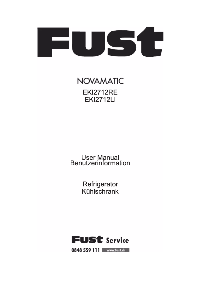 Page n°1 - Manuel utilisateur Novamatic EKI 2712RE