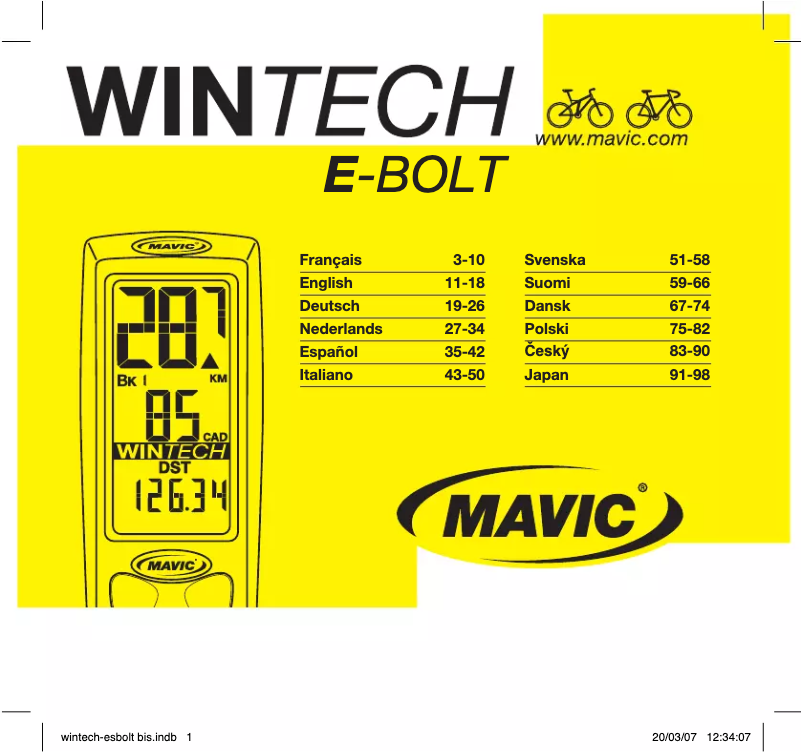 Image de la première page du manuel de l'appareil Wintech E-Bolt
