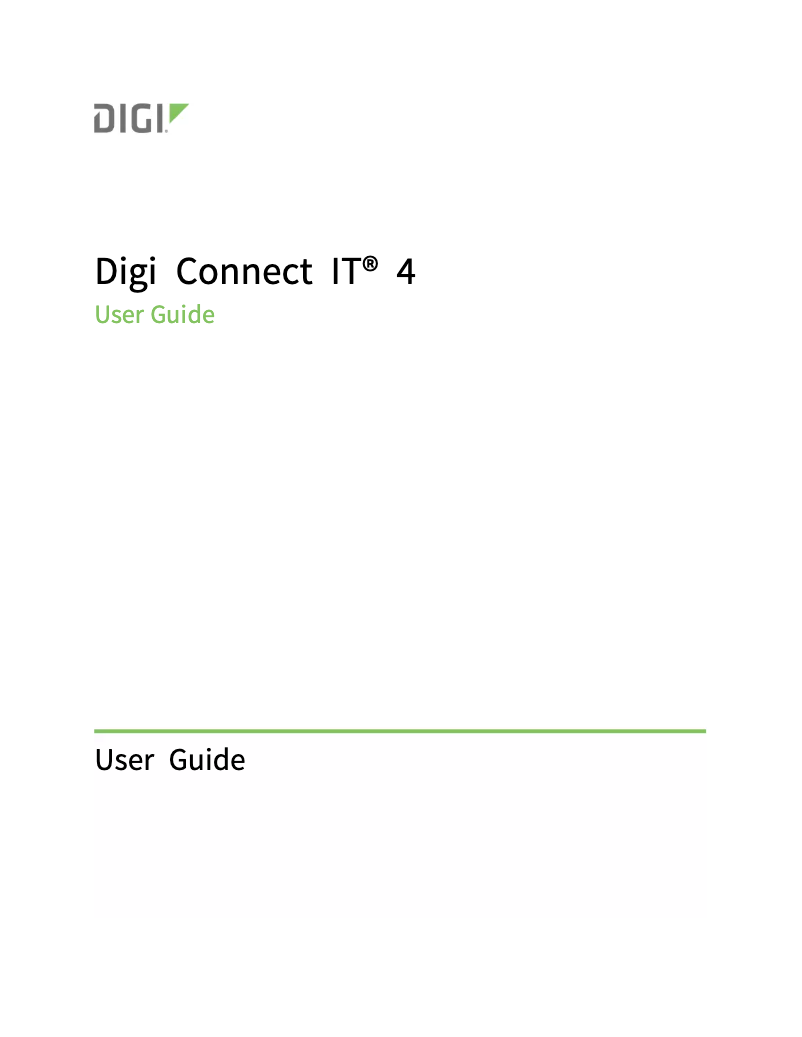 Page n°1 - Manuel utilisateur Digi Connect IT 4