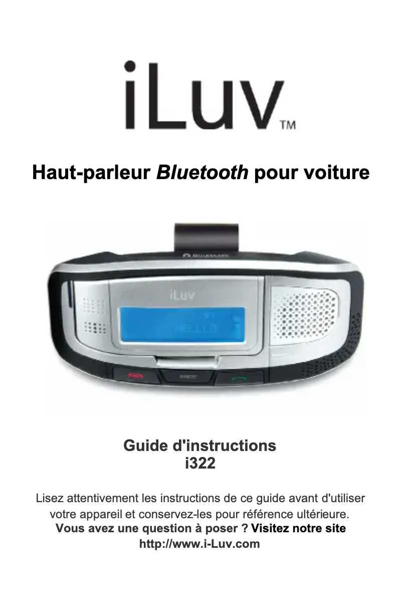 Page 1 de la notice Manuel utilisateur iLuv i322