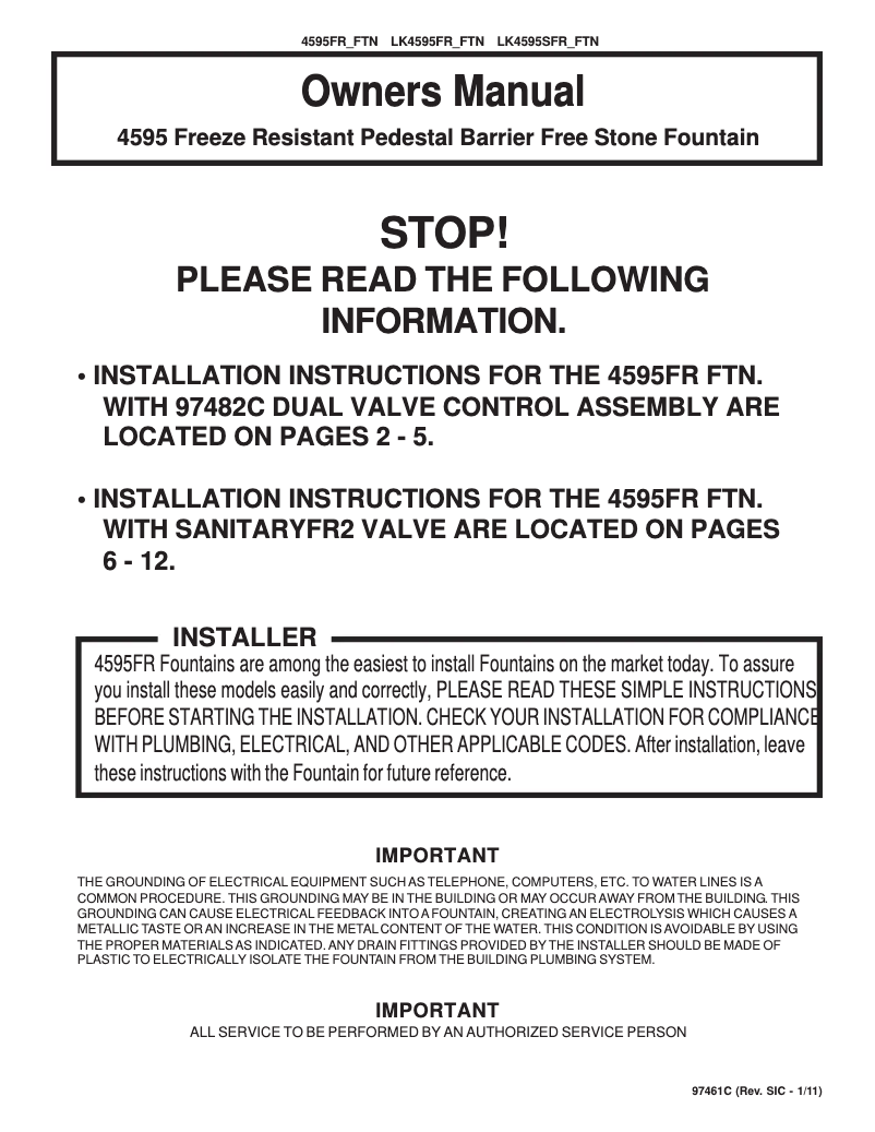 Página 1 del manual Manual de usuario Elkay LK4595SFR