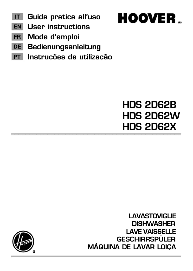 Page n°1 - Manuel utilisateur Hoover HDS 2D62X