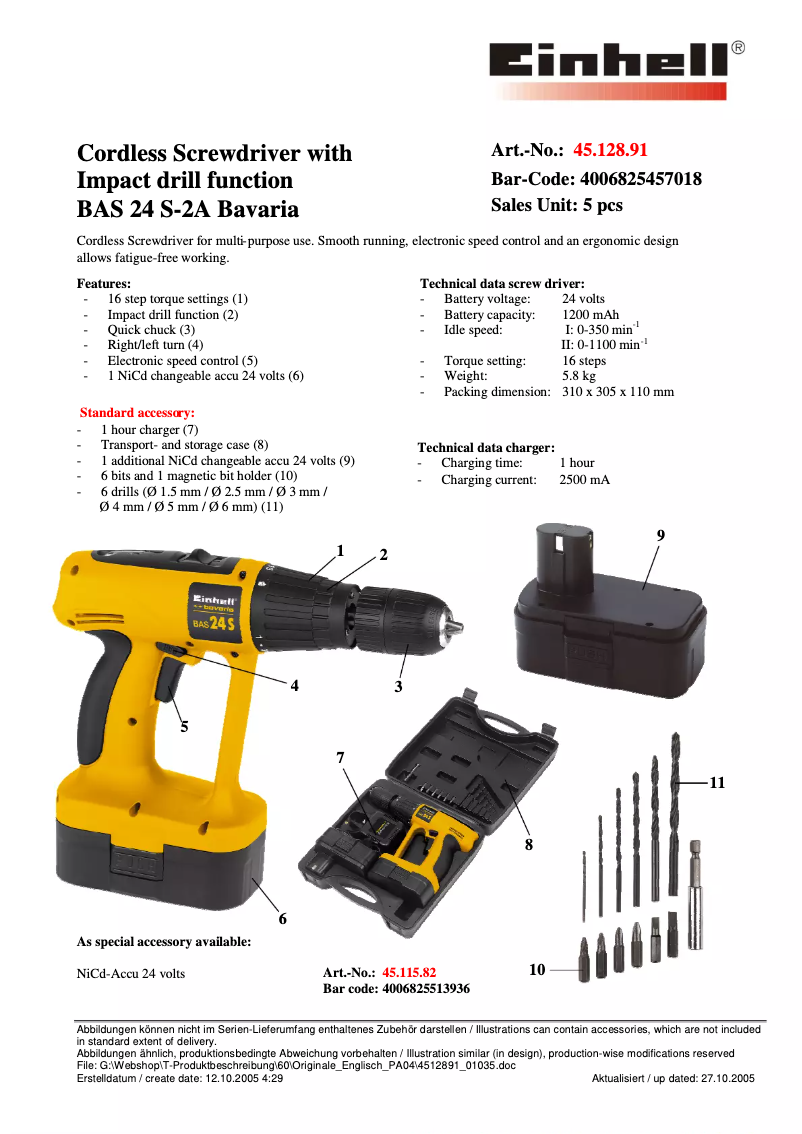 Page n°1 - Manuel utilisateur Bavaria by Einhell BAS 24 S-2A