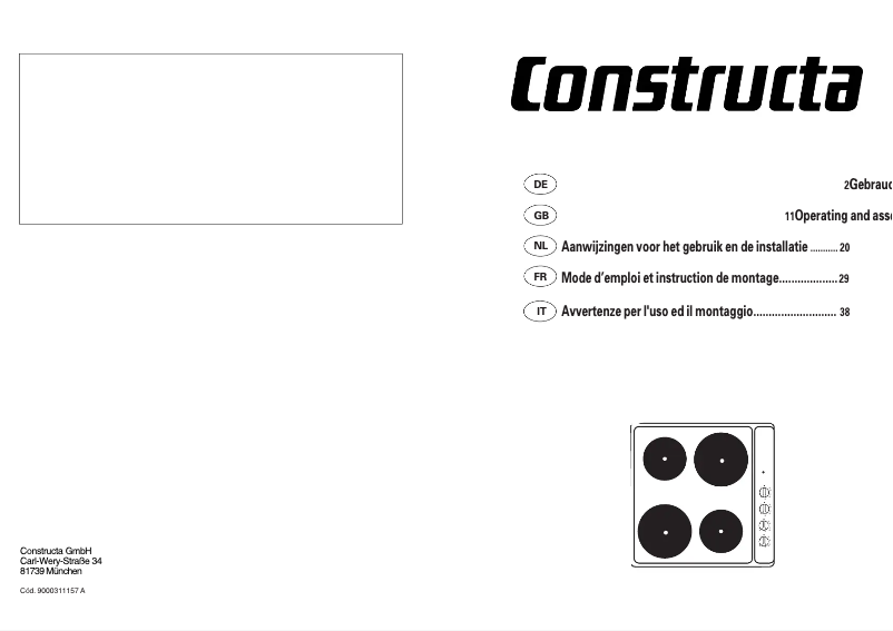 Page n°1 - Manuel utilisateur Constructa CA11051