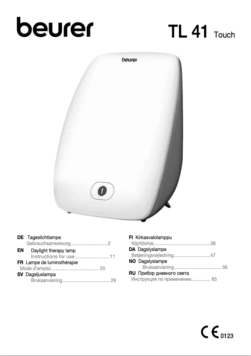 Page 1 de la notice Manuel utilisateur Beurer TL 41