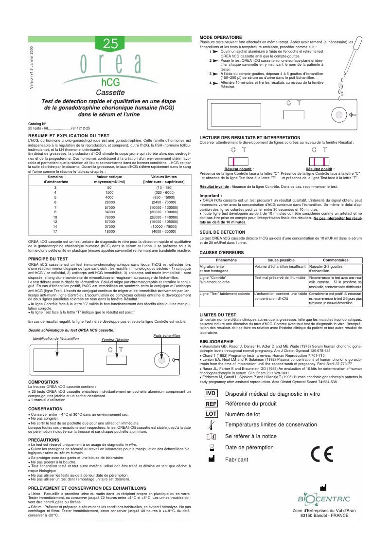 Image de la première page du manuel de l'appareil HCG Cassette
