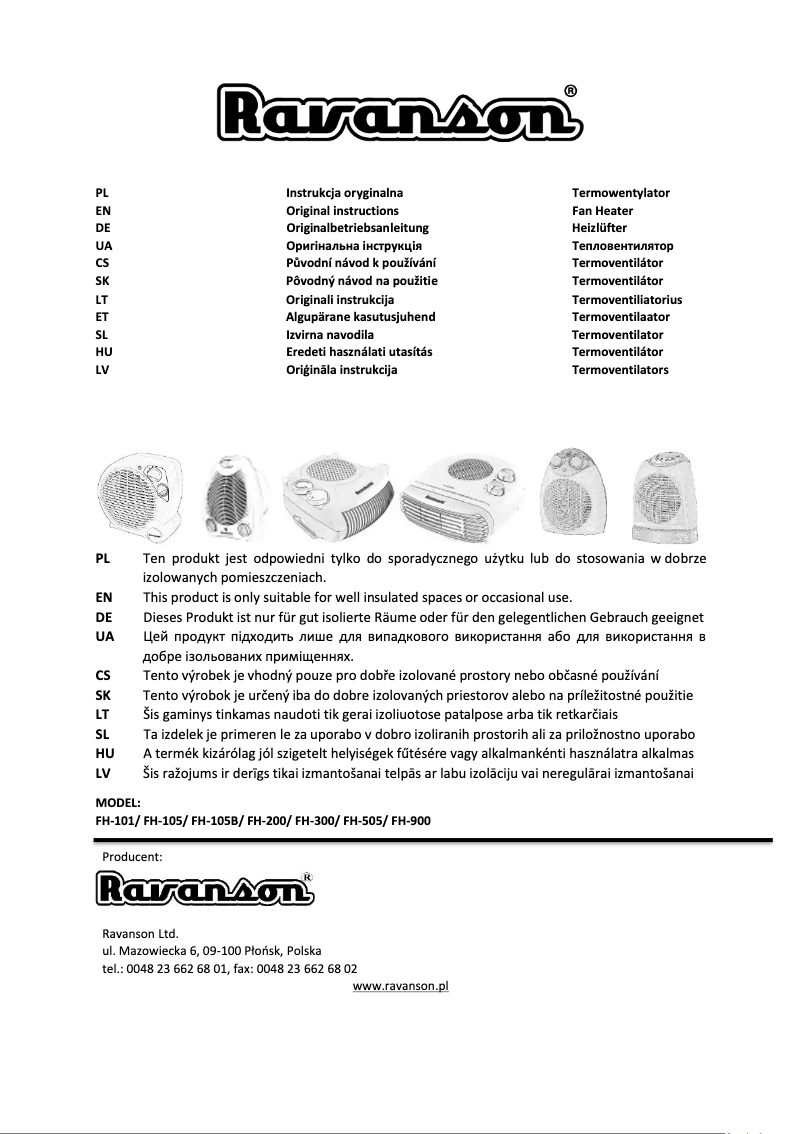 Page n°1 - Manuel utilisateur Ravanson FH-900