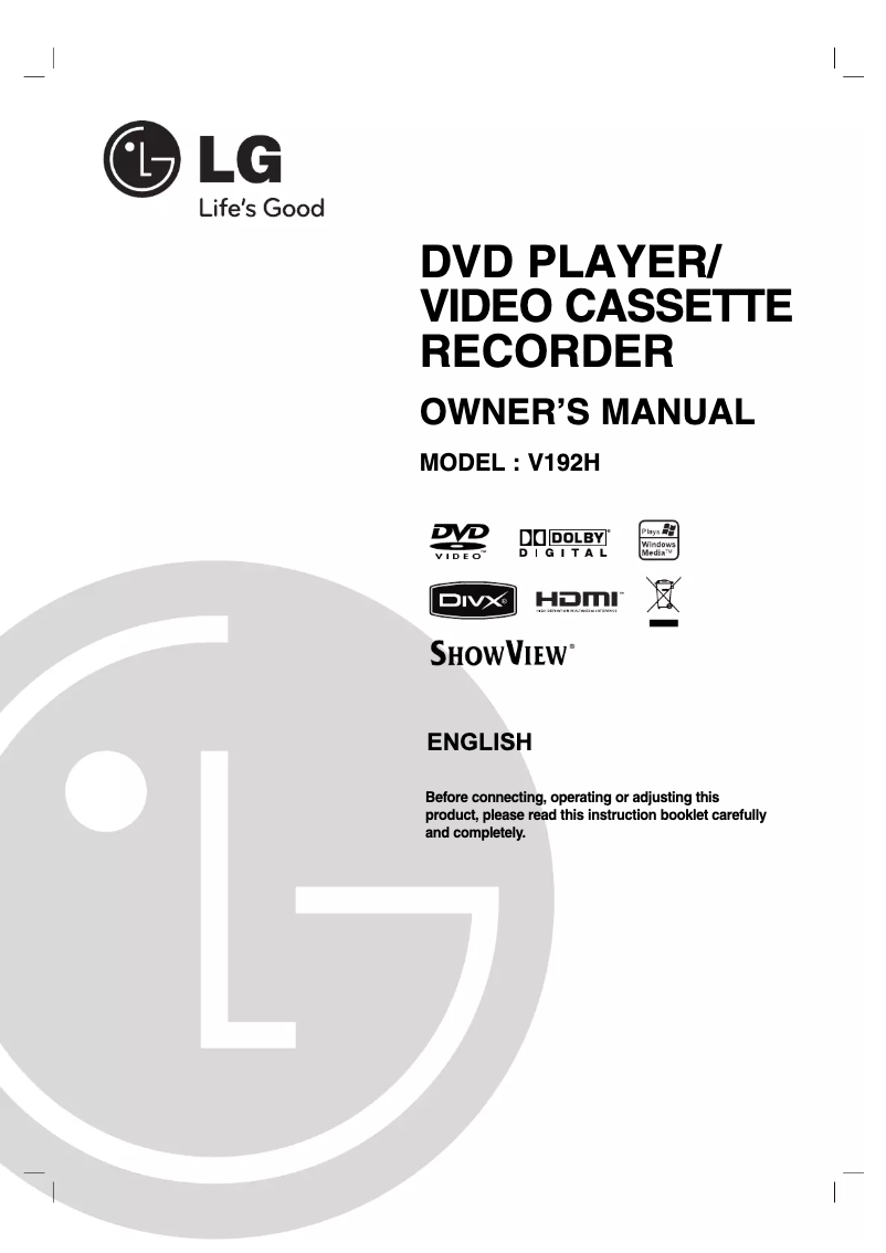 Page n°1 - Manuel utilisateur LG V192H