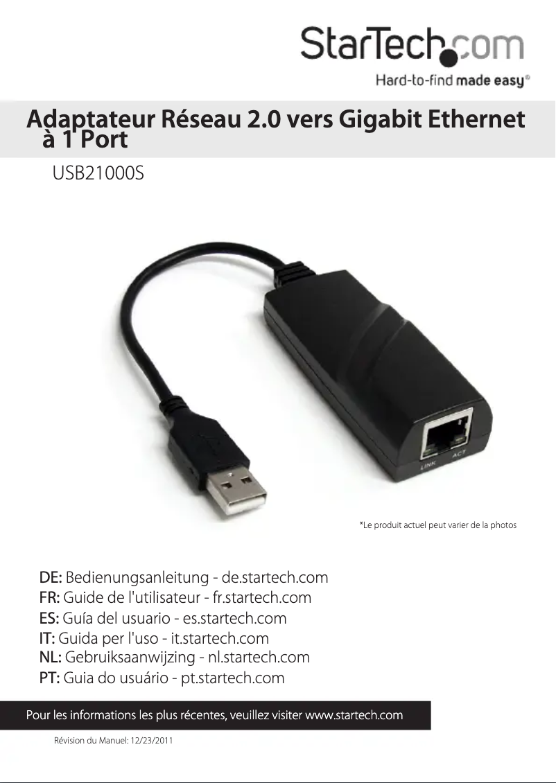 Page n°1 - Manuel utilisateur StarTech.com USB21000S