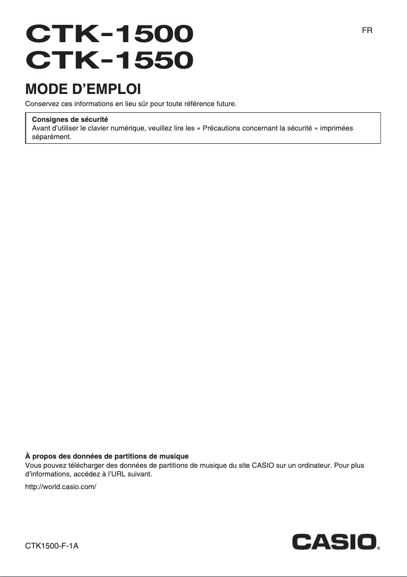 Page n°1 - Manuel utilisateur Casio CTK-1550