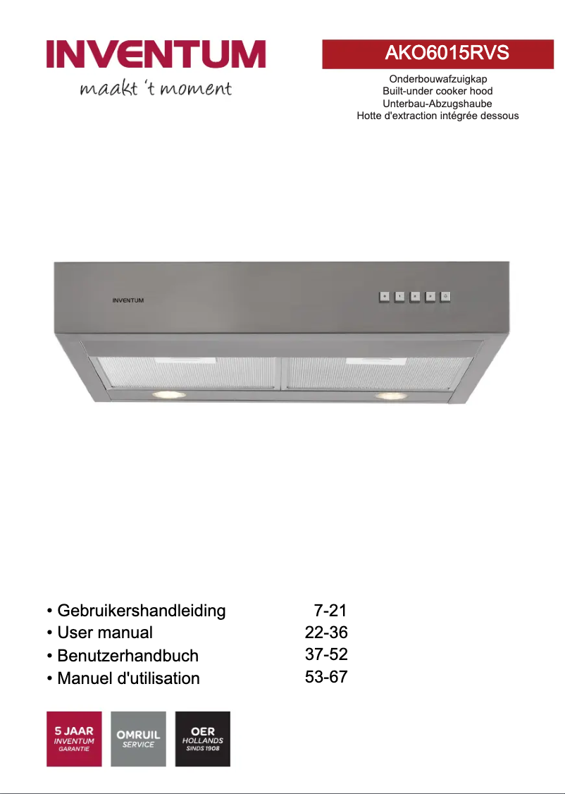 Page 1 de la notice Manuel utilisateur Inventum AKO6015RVS