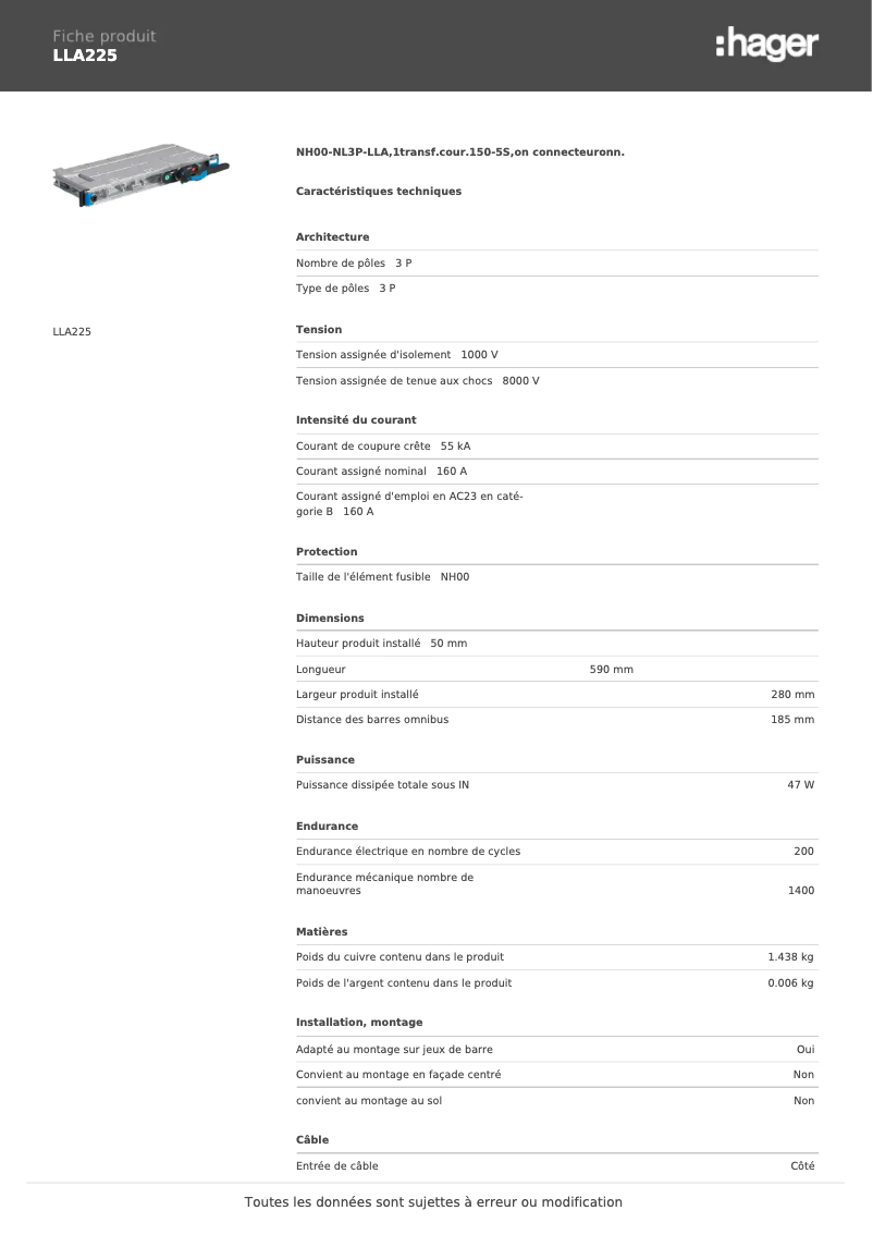 Image de la première page du manuel de l'appareil LLA225