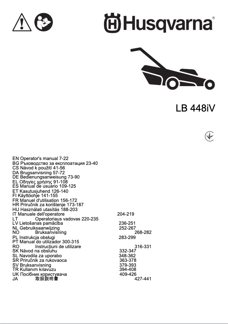 Page n°1 - Manuel utilisateur Husqvarna LB 448iV
