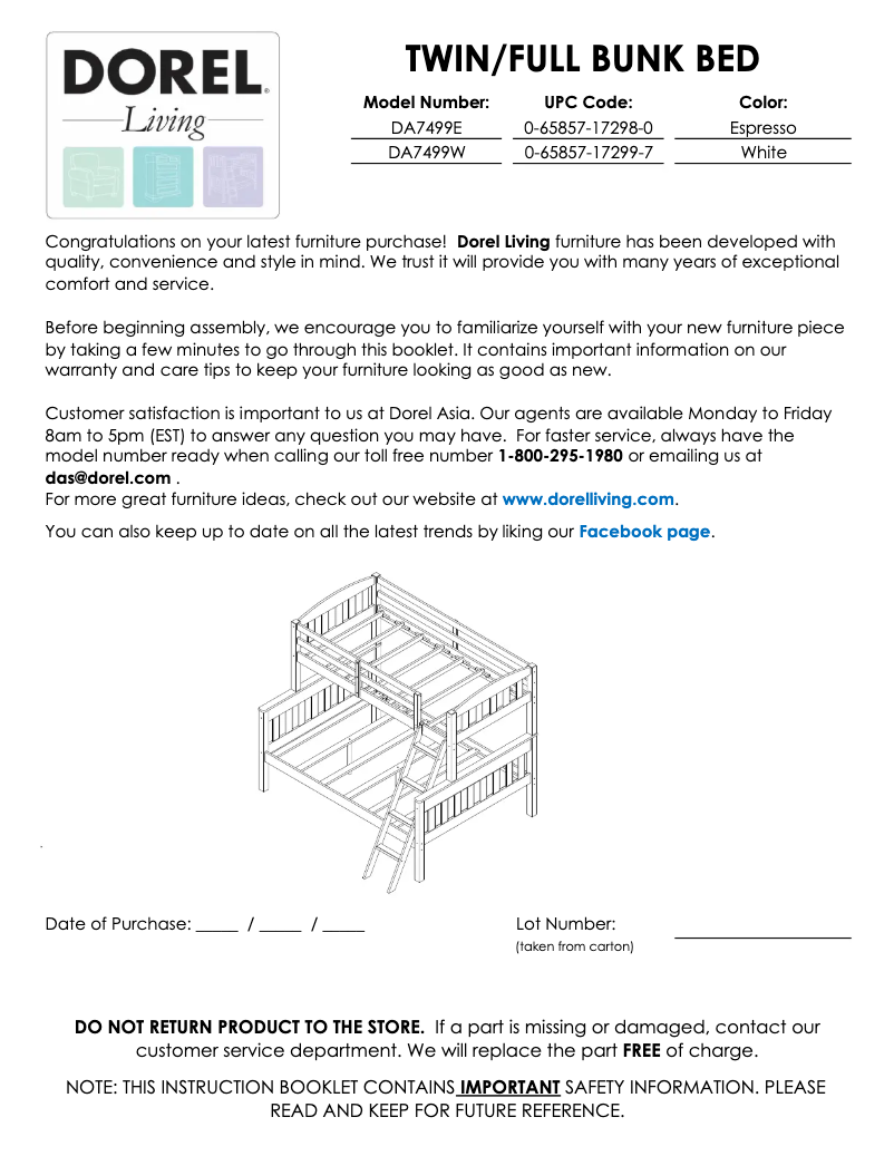 Page 1 de la notice Manuel utilisateur Dorel DA7499W