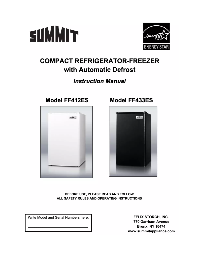 Page n°1 - Guide d'installation Summit FF412ESADA