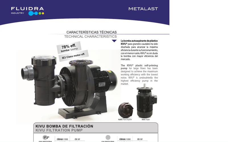 Page 1 de la notice Fiche technique AstralPool KIVU