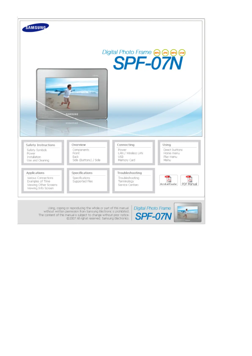 Page n°1 - Manuel utilisateur Samsung SPF-07N