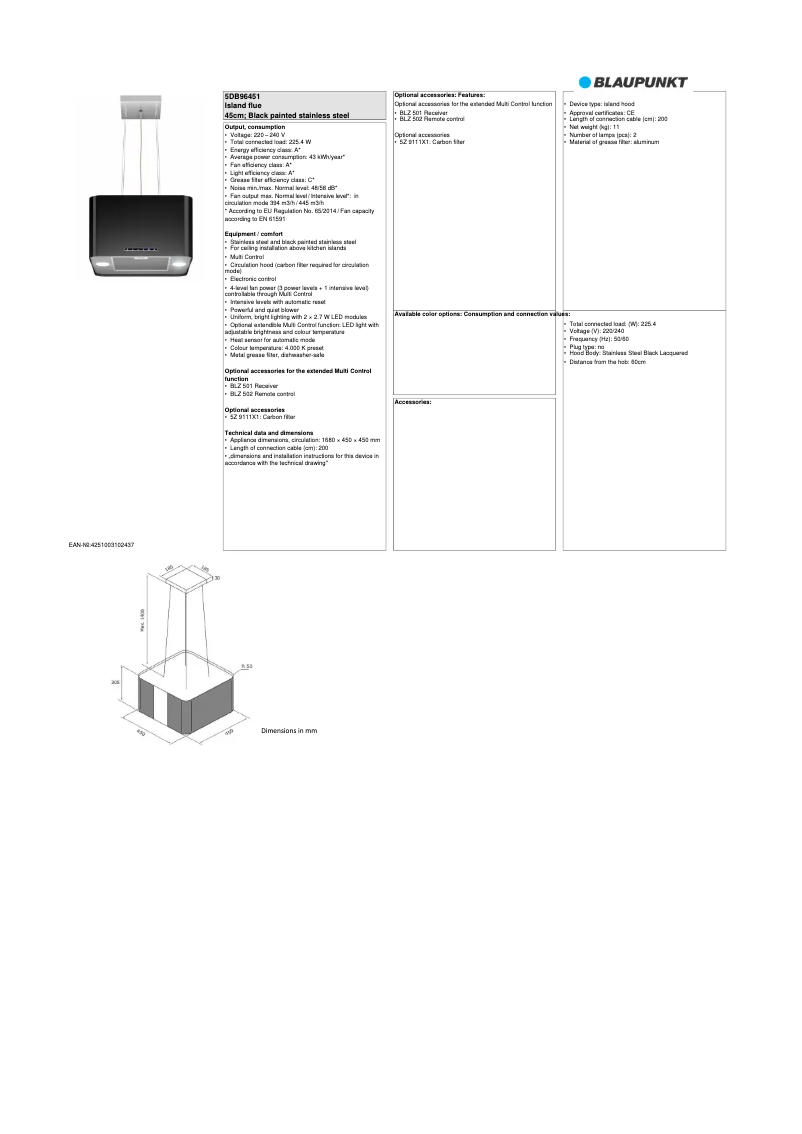 Page n°1 - Fiche technique Blaupunkt 5DB96451