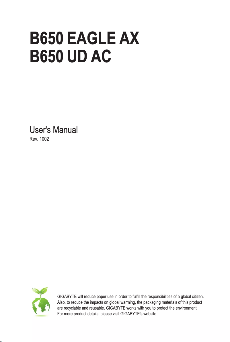 Page n°1 - Manuel utilisateur Gigabyte B650 UD AC