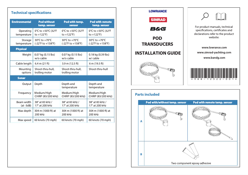 Page 1 de la notice Manuel utilisateur Simrad Pod Transducers