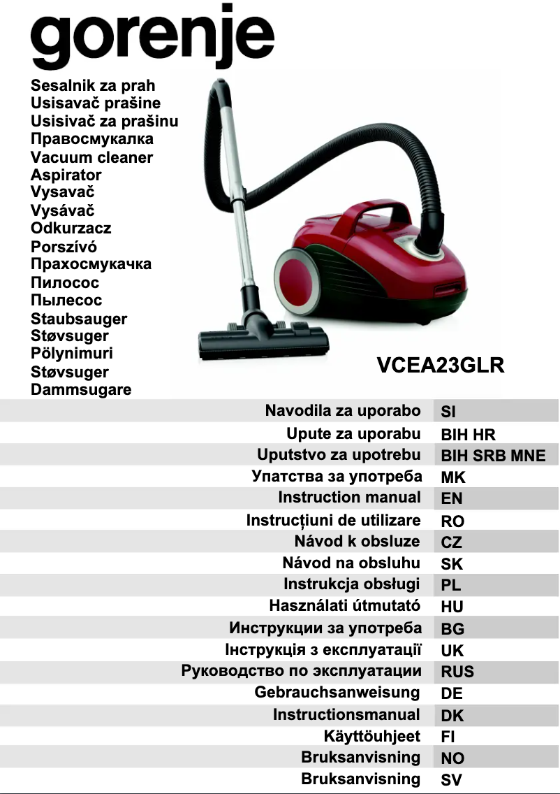 Page n°1 - Manuel utilisateur Gorenje VCEA23GLR