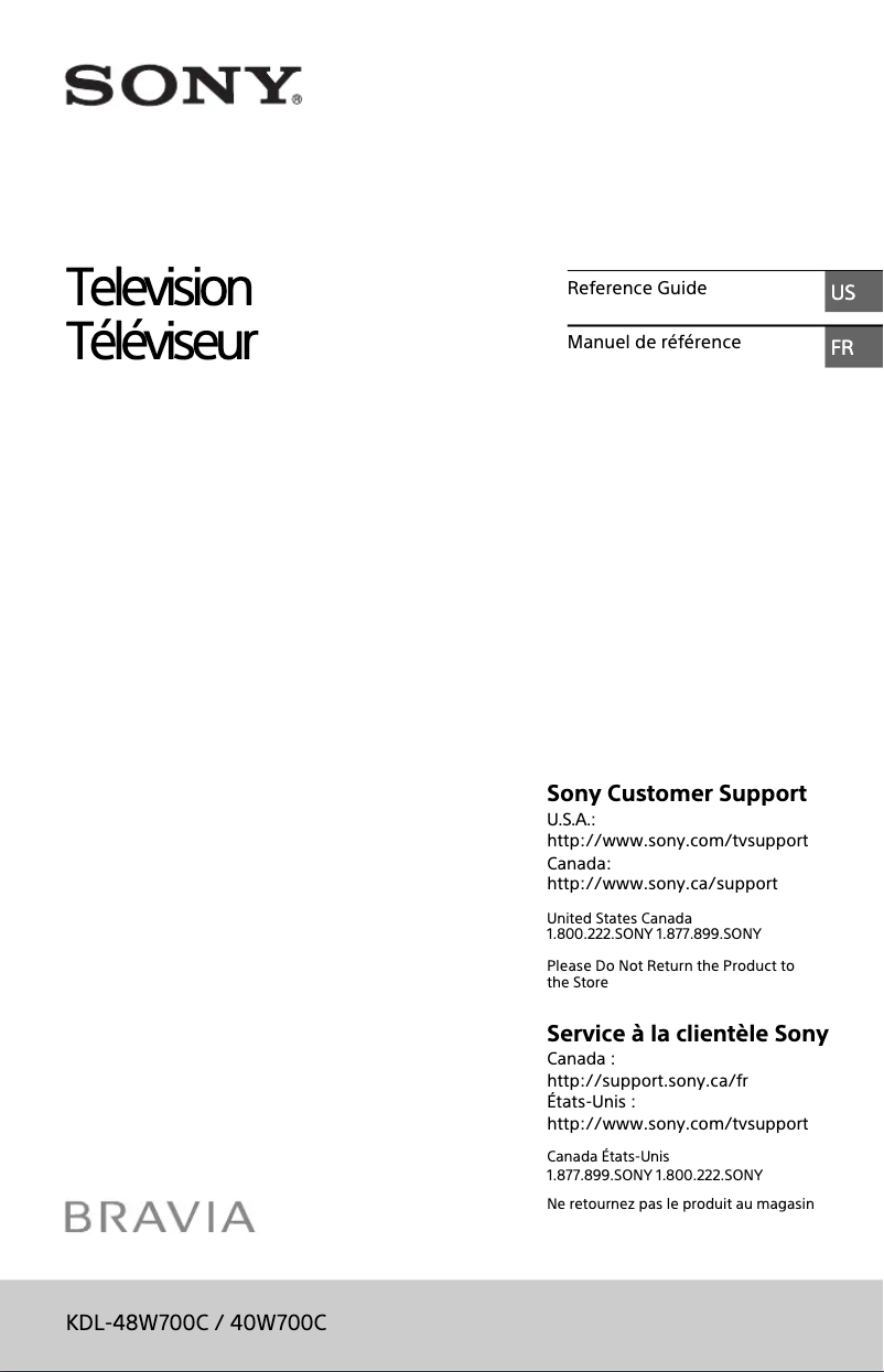 Page 1 de la notice Manuel utilisateur Sony KDL-40W700C