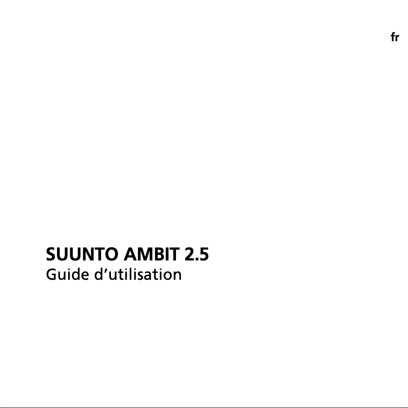 Page 1 de la notice Manuel utilisateur Suunto Ambit 2.5