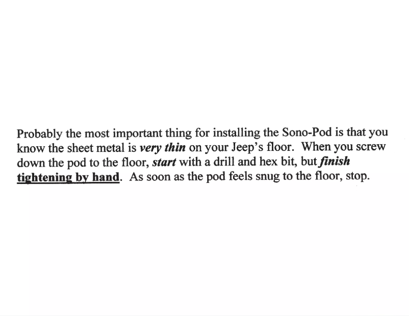 Page n°1 - Manuel utilisateur Select Increments Sono-Pod