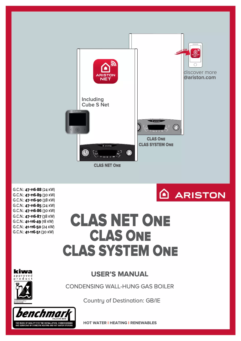 Page 1 de la notice Manuel utilisateur Ariston Thermo Clas System ONE