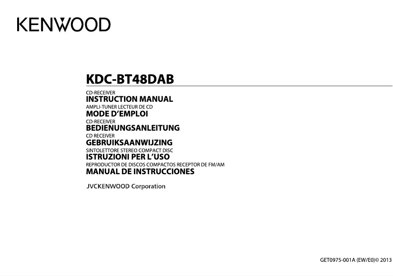 Page n°1 - Manuel utilisateur Kenwood KDCBT48DAB