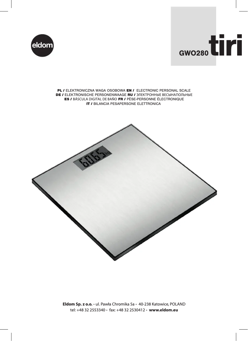 Page 1 de la notice Manuel utilisateur Eldom TIRI GWO280