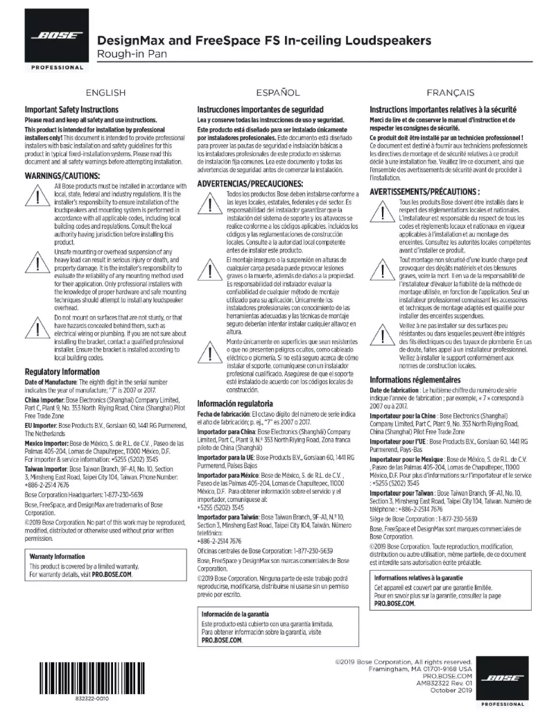 Image de la première page du manuel de l'appareil DesignMax DM2C Rough-In Kit