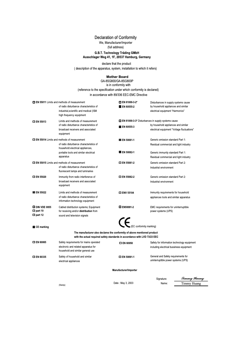 Page 1 de la notice Manuel utilisateur Gigabyte GA-8SG800