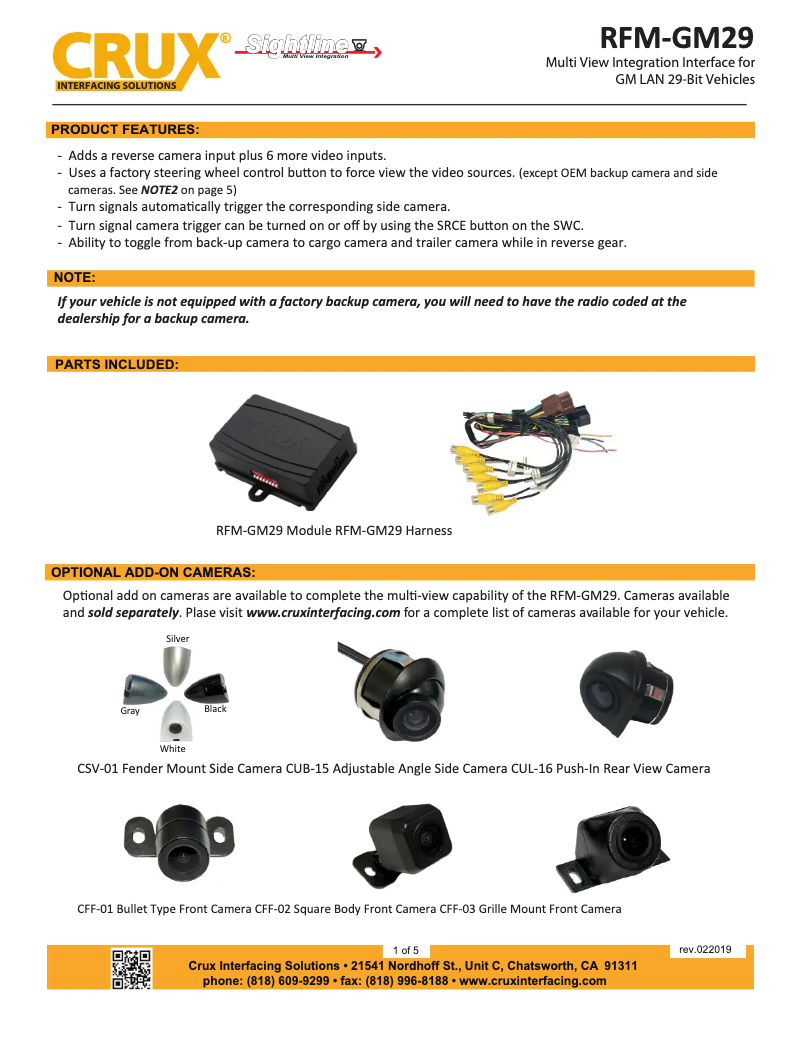 Page 1 de la notice Manuel utilisateur CRUX RFM-GM29