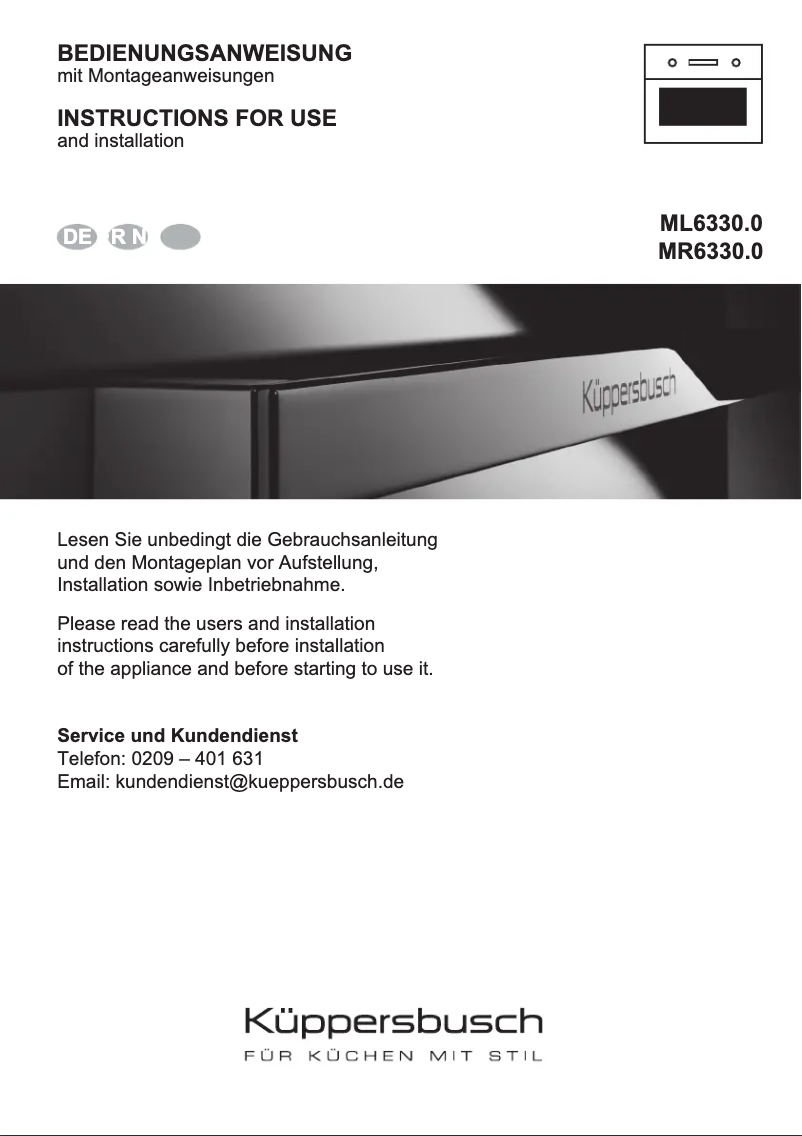 Page n°1 - Manuel utilisateur Küppersbusch MR 6330.0