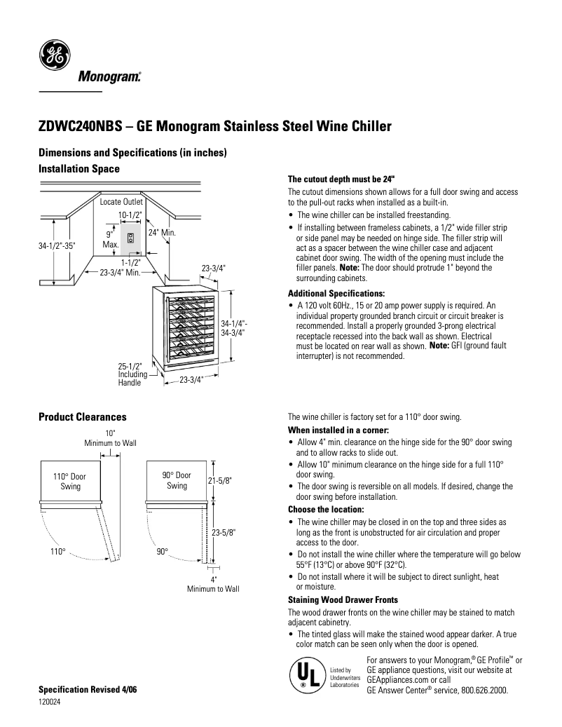 Image de la première page du manuel de l'appareil ZDWC240NBS