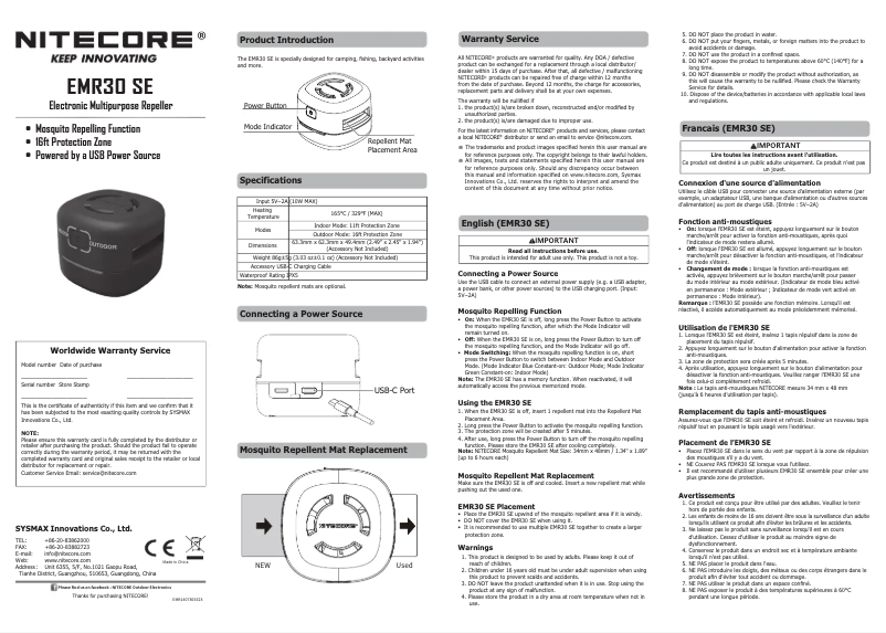 Page n°1 - Manuel utilisateur Nitecore EMR30 SE